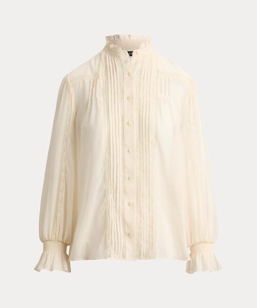 LAUREN RALPH LAUREN(ローレン ラルフ ローレン)の「レーストリム クリンクル ジョーゼット ブラウス(シャツ/ブラウス・レディース・ナチュラル・S/M/L/XS)」の9枚目の写真