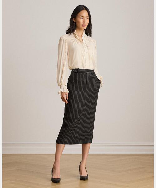 LAUREN RALPH LAUREN(ローレン ラルフ ローレン)の「レーストリム クリンクル ジョーゼット ブラウス(シャツ/ブラウス・レディース・ナチュラル・S/M/L/XS)」の8枚目の写真