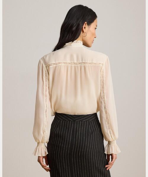 LAUREN RALPH LAUREN(ローレン ラルフ ローレン)の「レーストリム クリンクル ジョーゼット ブラウス(シャツ/ブラウス・レディース・ナチュラル・S/M/L/XS)」の7枚目の写真