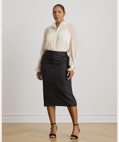 LAUREN RALPH LAUREN(ローレン ラルフ ローレン)の「レーストリム クリンクル ジョーゼット ブラウス(シャツ/ブラウス・レディース・ナチュラル・S/M/L/XS)」の4枚目の写真