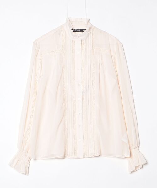 LAUREN RALPH LAUREN(ローレン ラルフ ローレン)の「レーストリム クリンクル ジョーゼット ブラウス(シャツ/ブラウス・レディース・ナチュラル・S/M/L/XS)」の3枚目の写真