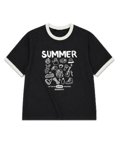 BEMIGHTY(ビーマイティー)の「サマーキャンプオーバーサイズリンガー半袖Tシャツ(Tシャツ/カットソー・メンズ・ホワイト/ブラック・LARGE/XX-LARGE/X-LARGE)」の3枚目の写真