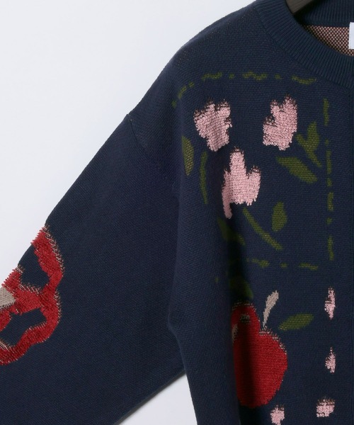 eL(エル)の「【eL】12G Botanical Jacquard Cardigan/1057206(カーディガン/ボレロ・レディース・グレー系その他/ネイビー系・FREE)」の16枚目の写真