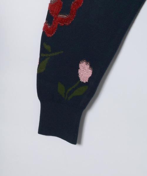 eL(エル)の「【eL】12G Botanical Jacquard Cardigan/1057206(カーディガン/ボレロ・レディース・グレー系その他/ネイビー系・FREE)」の17枚目の写真