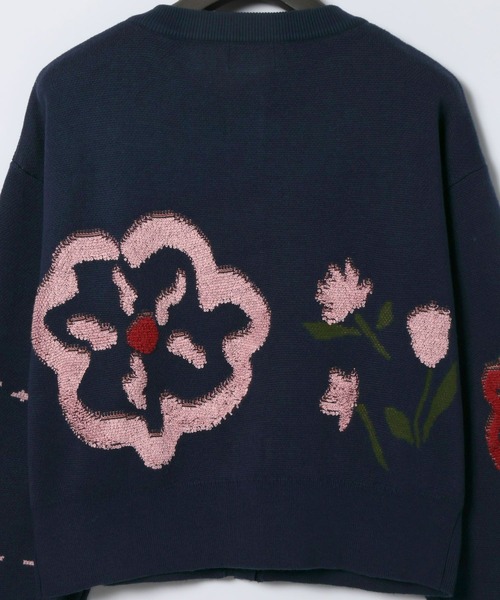 eL(エル)の「【eL】12G Botanical Jacquard Cardigan/1057206(カーディガン/ボレロ・レディース・グレー系その他/ネイビー系・FREE)」の11枚目の写真