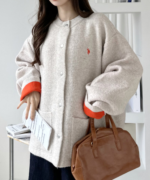 U.S. POLO ASSN.(ユーエスポロアッスン)の「【Ada.別注 U.S. POLO ASSN.】 バイカラー デザイン ニット コーディガン(カーディガン/ボレロ・レディース・グレー/グレイッシュベージュ/ブラック・S/M)」の19枚目の写真