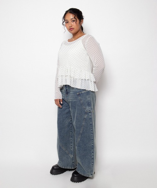 PUNYUS(プニュズ)の「【NEW SIZE】キャミセットドットフリルシアートップス(Tシャツ/カットソー・レディース・グレー/ホワイト/ブラック・1/2/3/4/5)」の8枚目の写真