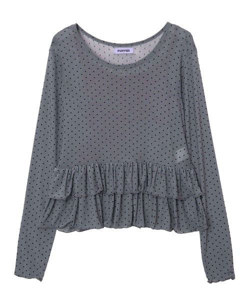 PUNYUS(プニュズ)の「【NEW SIZE】キャミセットドットフリルシアートップス(Tシャツ/カットソー・レディース・グレー/ホワイト/ブラック・1/2/3/4/5)」の20枚目の写真