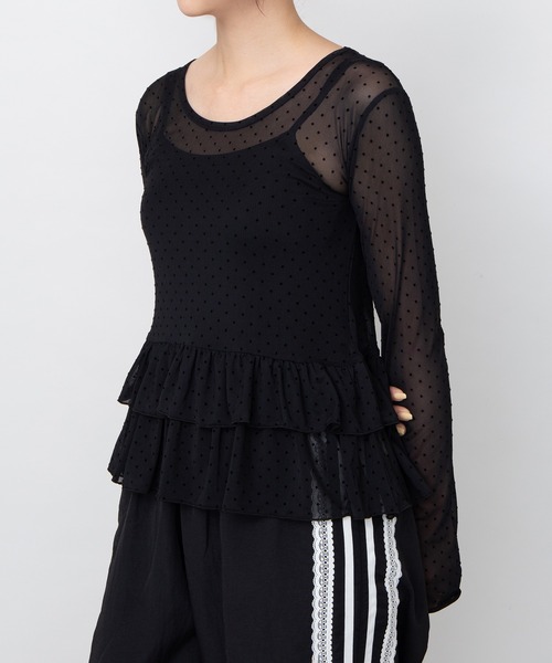PUNYUS(プニュズ)の「【NEW SIZE】キャミセットドットフリルシアートップス(Tシャツ/カットソー・レディース・グレー/ホワイト/ブラック・1/2/3/4/5)」の22枚目の写真
