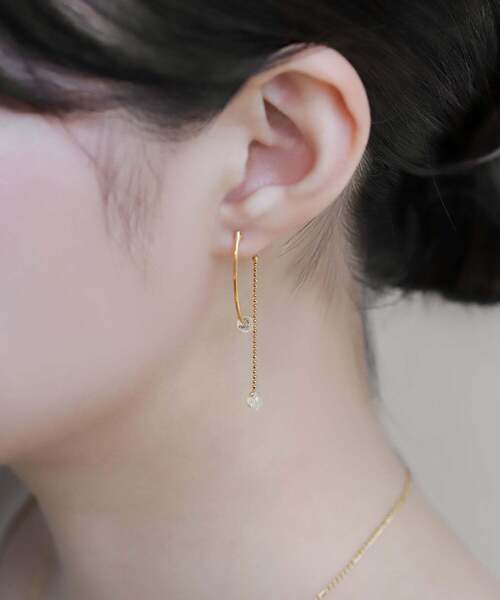 ANEMONE(アネモネ)の「クリアドロップ×チェーンバックキャッチピアス(ピアス(両耳用)・レディース・ゴールド/シルバー・FREE)」の7枚目の写真