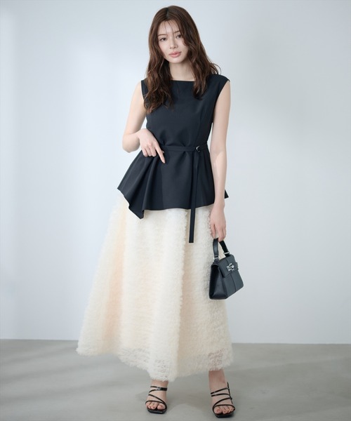 AND COUTURE(アンドクチュール)の「ギャザーフリルチュールスカート(スカート・レディース・アイボリー/ブラック・FREE)」の21枚目の写真