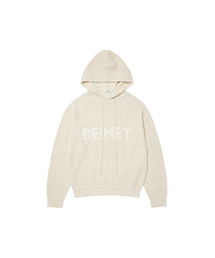 BASIC LOGO KNIT HOODIE IN OATMEAL