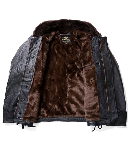 HOUSTON(ヒューストン)の「HOUSTON ヒューストン COW LEATHER N-1 DECK JACKET / カウレザー N-1 デッキジャケット(ライダースジャケット・メンズ・ブラック/ブラウン・42/40/38)」の4枚目の写真