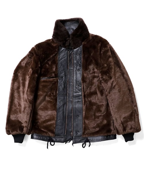 HOUSTON(ヒューストン)の「HOUSTON ヒューストン COW LEATHER N-1 DECK JACKET / カウレザー N-1 デッキジャケット(ライダースジャケット・メンズ・ブラック/ブラウン・42/40/38)」の5枚目の写真