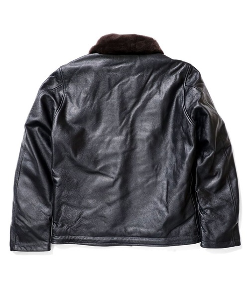 HOUSTON(ヒューストン)の「HOUSTON ヒューストン COW LEATHER N-1 DECK JACKET / カウレザー N-1 デッキジャケット(ライダースジャケット・メンズ・ブラック/ブラウン・42/40/38)」の6枚目の写真