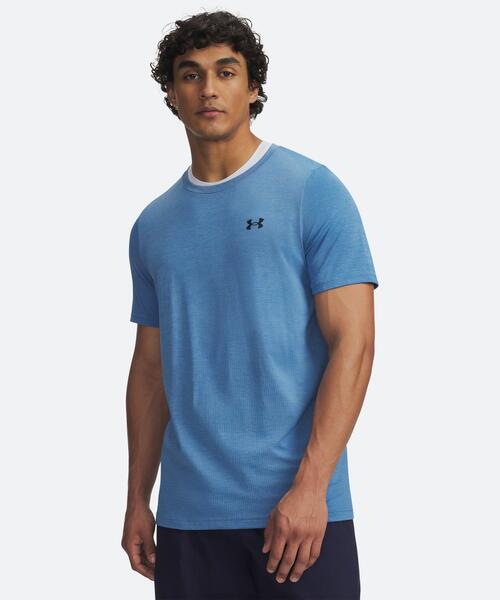 UNDER ARMOUR(アンダーアーマー)の「UAバニッシュ シームレス ショートスリーブ Tシャツ(トレーニング/メンズ)(Tシャツ/カットソー・メンズ・ブルー系・XL/M/L)」の1枚目の写真