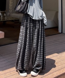チェック柄配色バルーンパンツ
