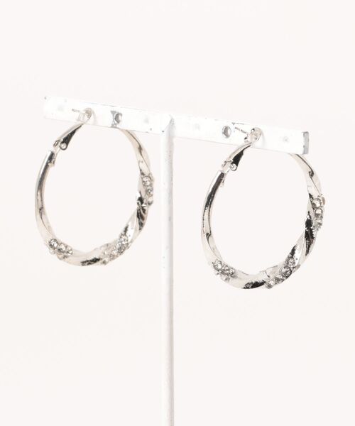 almo(アルモ)の「シルバーツイスト&ストーンフープピアス/両耳用/レディース(T3)(ピアス(両耳用)・レディース・シルバー・FREE)」の2枚目の写真