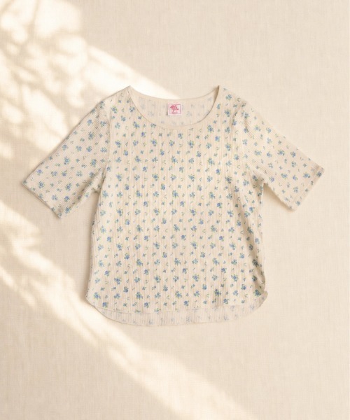 JEMORGAN（ジェーイーモーガン）の「ワッフルフラワー柄　ハーフスリーブクルーＴ（パック入）（Tシャツ/カットソー・レディース・ブラック/ネイビー/ピンク/パープル/スカイブルー・FREE）」の2枚目の写真