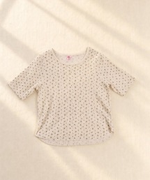 ワッフルフラワー柄 ハーフスリーブクルーT(パック入)