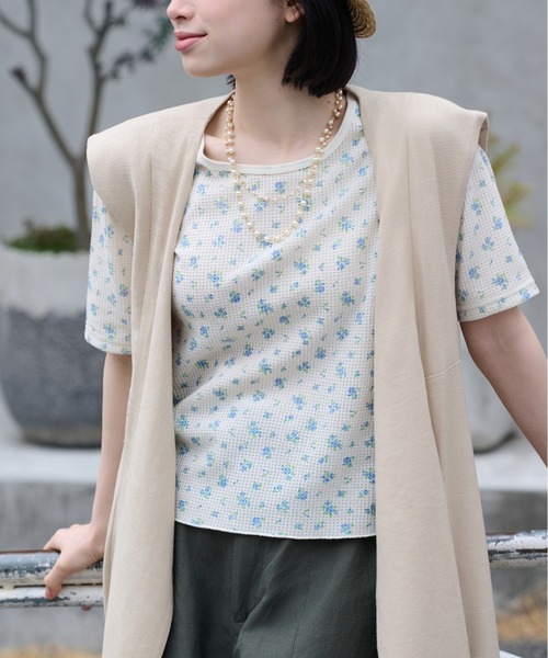 JEMORGAN（ジェーイーモーガン）の「ワッフルフラワー柄　ハーフスリーブクルーＴ（パック入）（Tシャツ/カットソー・レディース・ブラック/ネイビー/ピンク/パープル/スカイブルー・FREE）」の15枚目の写真