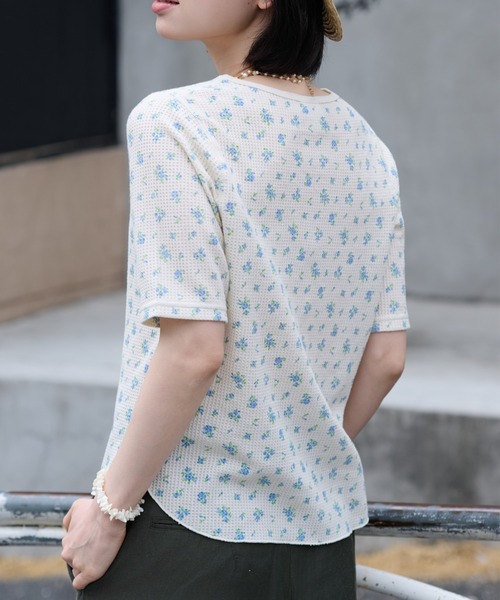 JEMORGAN（ジェーイーモーガン）の「ワッフルフラワー柄　ハーフスリーブクルーＴ（パック入）（Tシャツ/カットソー・レディース・ブラック/ネイビー/ピンク/パープル/スカイブルー・FREE）」の7枚目の写真