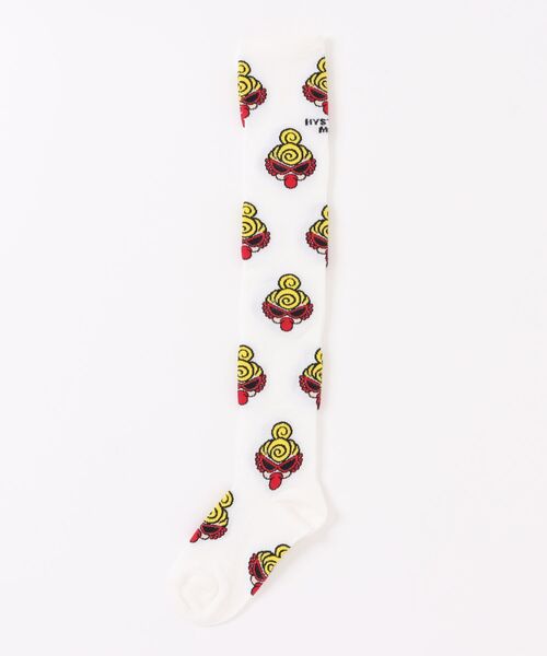 HYSTERIC MINI(ヒステリックミニ)の「MINI FACE ニーハイソックス(ソックス/靴下・キッズ・ホワイト/ブラック・13/16/22/19)」の1枚目の写真