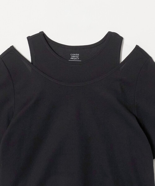 upperhights(アッパーハイツ)の「<upper hights×conte> レイヤード トップス(Tシャツ/カットソー・レディース・ブラック/ホワイト・FREE)」の4枚目の写真