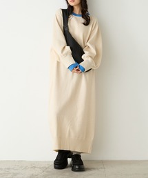 forksy.（フォルクシー）の「【forksy.】配色スウェットライク ロングニットワンピース（ワンピース）」