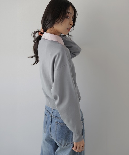 AMELY(エミリー)の「2WAY ニットカーディガン/配色襟取り外し可能/長袖(カーディガン/ボレロ・レディース・ベージュ/ブラウン/ブラック/ネイビー/グレー・フリー)」の10枚目の写真