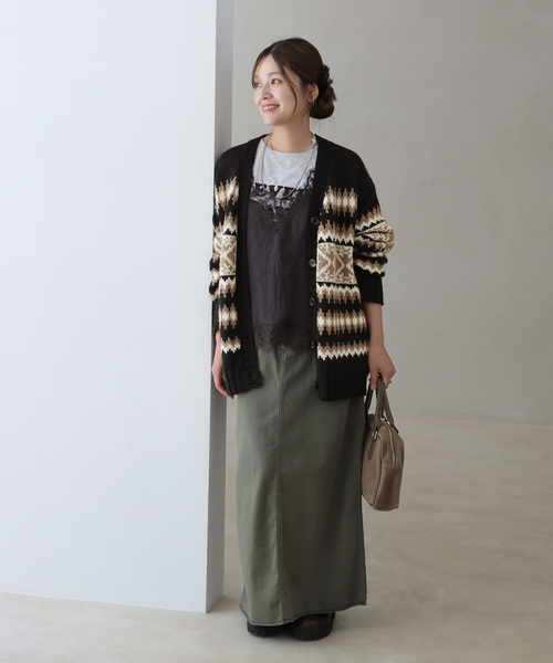 JOURNAL STANDARD(ジャーナルスタンダード)の「HERITAGE ジャガードVネックカーディガン(カーディガン/ボレロ・レディース・チャコールグレー/ブラック・FREE)」の10枚目の写真