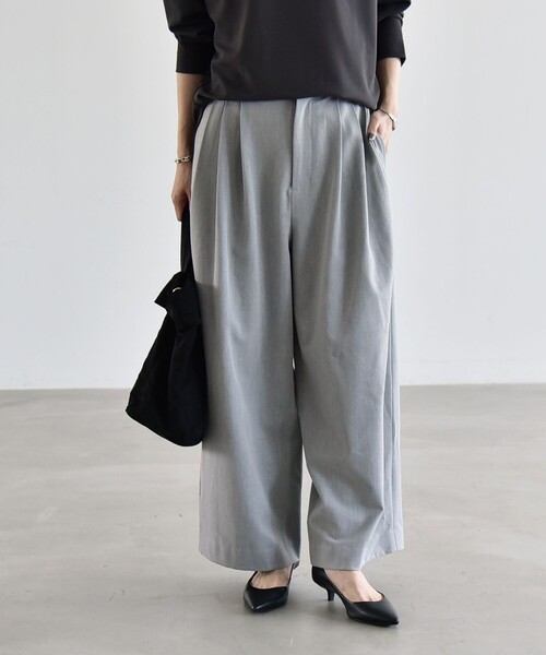 quaranciel(カランシエル)の「quaranciel:〈洗濯機可能〉2タック 起毛 ワイド パンツ(その他パンツ・レディース・チャコールグレー/ライトグレー/ブラック/グレー・40/38)」の11枚目の写真