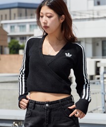 adidas | adidas/アディダス ORI KNIT CARDIGAN ニットカーディガン Vネック ニット カシュクール ライン サムホール ショート丈 クロップド丈 レディース 2026年 秋 秋服 冬 冬服(ニット/セーター)
