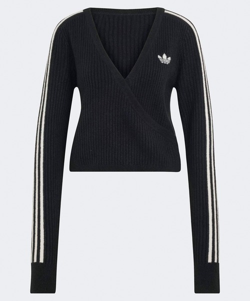 adidas（アディダス）の「adidas/アディダス ORI  KNIT CARDIGAN ニットカーディガン Vネック ニット カシュクール ライン サムホール ショート丈 クロップド丈 レディース 2026年 秋 秋服 冬 冬服（ニット/セーター・レディース・ブラック/ブルー/ベージュ・XS/S/M/L）」の19枚目の写真