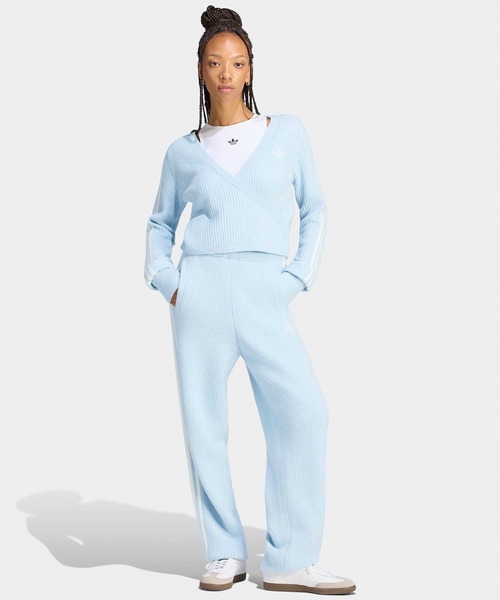 adidas（アディダス）の「adidas/アディダス ORI  KNIT CARDIGAN ニットカーディガン Vネック ニット カシュクール ライン サムホール ショート丈 クロップド丈 レディース 2026年 秋 秋服 冬 冬服（ニット/セーター・レディース・ブラック/ブルー/ベージュ・XS/S/M/L）」の6枚目の写真
