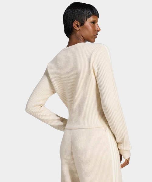 adidas（アディダス）の「adidas/アディダス ORI  KNIT CARDIGAN ニットカーディガン Vネック ニット カシュクール ライン サムホール ショート丈 クロップド丈 レディース 2026年 秋 秋服 冬 冬服（ニット/セーター・レディース・ブラック/ブルー/ベージュ・XS/S/M/L）」の12枚目の写真