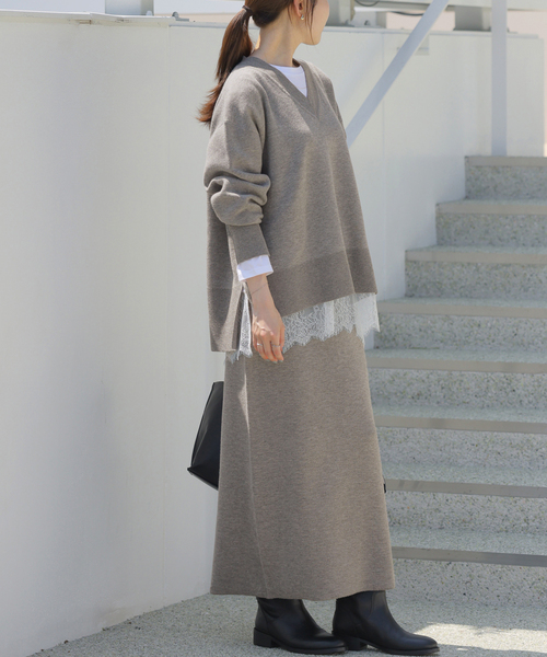 JOURNAL STANDARD relume(ジャーナルスタンダード レリューム)の「ウォッシャブルウールミックススリットスカート(スカート・レディース・ブラック/グレー・FREE)」の11枚目の写真