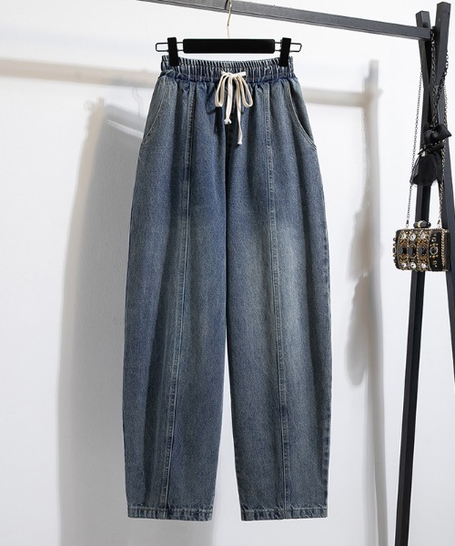 AMAJI(アマジ)の「ドローストリング バレル デニムパンツ(デニムパンツ・レディース・ブルー/ネイビー・SMALL/MEDIUM/LARGE/X-LARGE)」の1枚目の写真