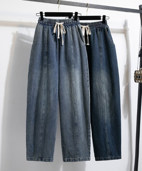 AMAJI(アマジ)の「ドローストリング バレル デニムパンツ(デニムパンツ・レディース・ブルー/ネイビー・SMALL/MEDIUM/LARGE/X-LARGE)」の3枚目の写真