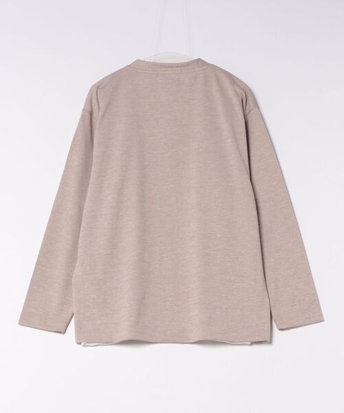 JEANS MATE（ジーンズメイト）の「【TIMBRE POSTE】【コーデに迷わないお得なセットアイテム】ニットソーカーディガン Tシャツ 2点セット ボタンレスカーディガン 伸縮性 保温性 杢調 羽織り ユニセックス（アンサンブル・メンズ・ブラック/ベージュ/ネイビー・MEDIUM/LARGE/X-LARGE）」の4枚目の写真