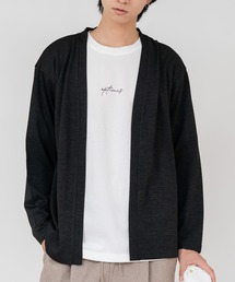 【TIMBRE POSTE】【コーデに迷わないお得なセットアイテム】ニットソーカーディガン Tシャツ 2点セット ボタンレスカーディガン 伸縮性 保温性 杢調 羽織り ユニセックス