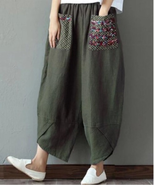 BACKYARD FAMILY(バックヤードファミリー)の「ワイドパンツ ガウチョパンツ(その他パンツ・レディース・グリーン・L/M/XL)」の1枚目の写真