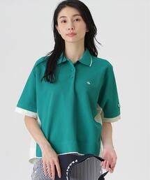 サッカー生地ドッキング半袖ニットポロシャツ (WOMENS)