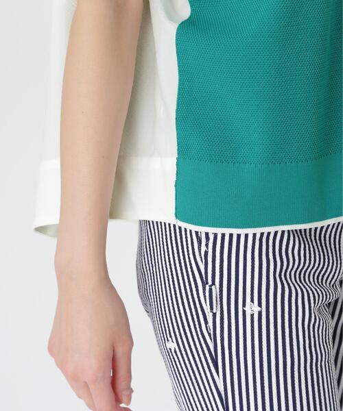 PEARLY GATES(パーリーゲイツ)の「【PEARLY GATES】サッカー生地ドッキング半袖ニットポロシャツ (WOMENS)(ポロシャツ・レディース・ホワイト/グリーン系その他2・MEDIUM/SMALL/LARGE)」の8枚目の写真