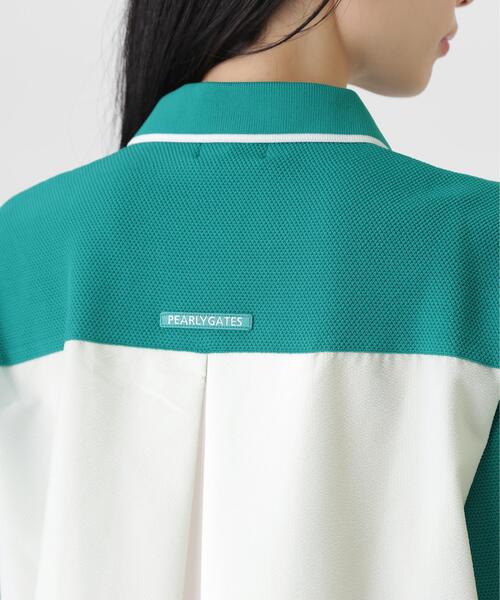 PEARLY GATES(パーリーゲイツ)の「【PEARLY GATES】サッカー生地ドッキング半袖ニットポロシャツ (WOMENS)(ポロシャツ・レディース・ホワイト/グリーン系その他2・MEDIUM/SMALL/LARGE)」の7枚目の写真