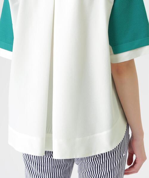 PEARLY GATES(パーリーゲイツ)の「【PEARLY GATES】サッカー生地ドッキング半袖ニットポロシャツ (WOMENS)(ポロシャツ・レディース・ホワイト/グリーン系その他2・MEDIUM/SMALL/LARGE)」の6枚目の写真