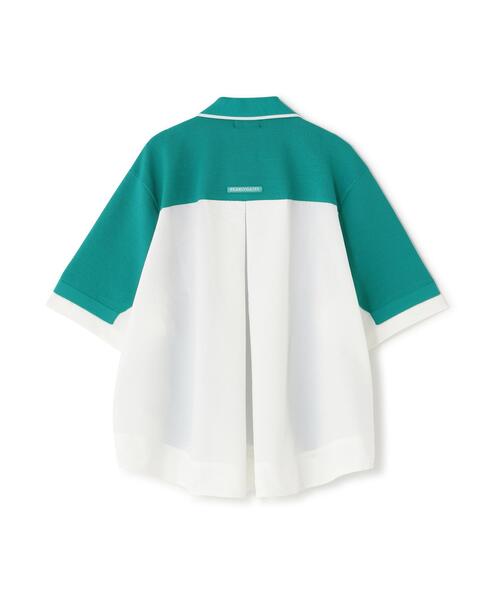 PEARLY GATES(パーリーゲイツ)の「【PEARLY GATES】サッカー生地ドッキング半袖ニットポロシャツ (WOMENS)(ポロシャツ・レディース・ホワイト/グリーン系その他2・MEDIUM/SMALL/LARGE)」の4枚目の写真