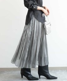 [洗える]シャイニーサテンプリーツスカート