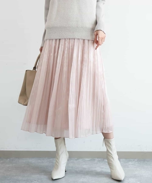 MK MICHEL KLEIN（エムケーミッシェルクラン）の「[洗える]シャイニーサテンプリーツスカート（スカート・レディース・グレー/ピンクベージュ・38）」の10枚目の写真