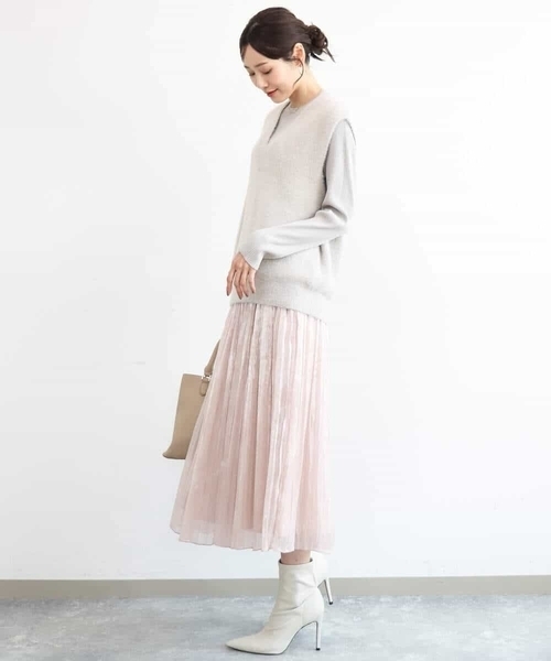 MK MICHEL KLEIN（エムケーミッシェルクラン）の「[洗える]シャイニーサテンプリーツスカート（スカート・レディース・グレー/ピンクベージュ・38）」の14枚目の写真